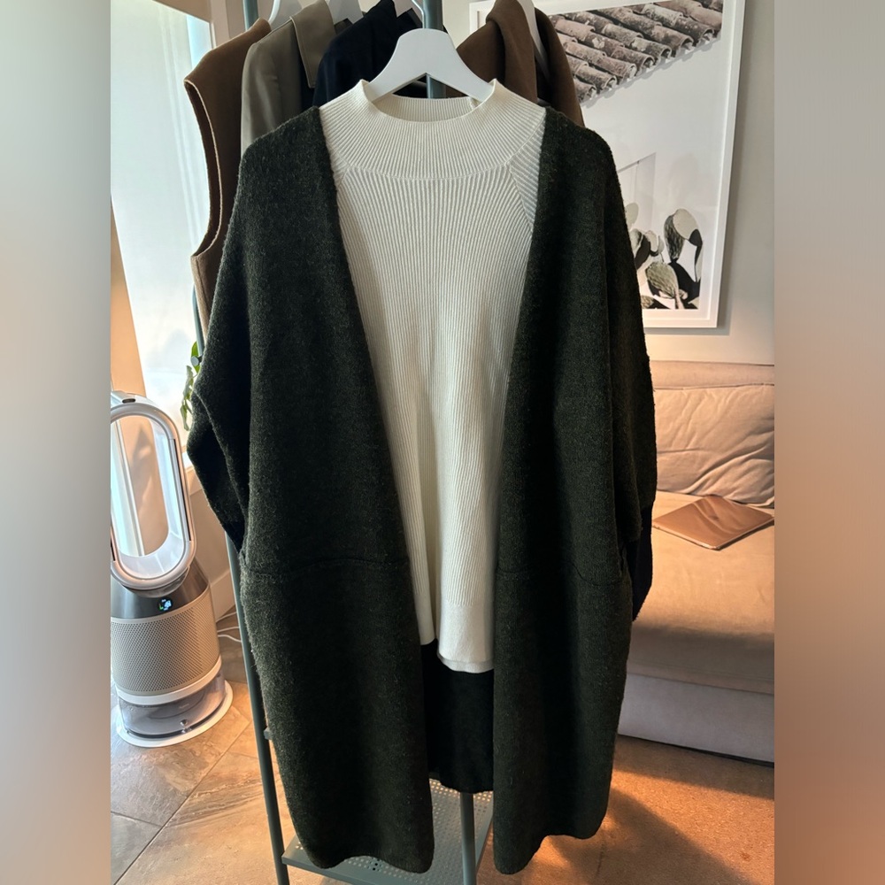 Wool mix long cardigan